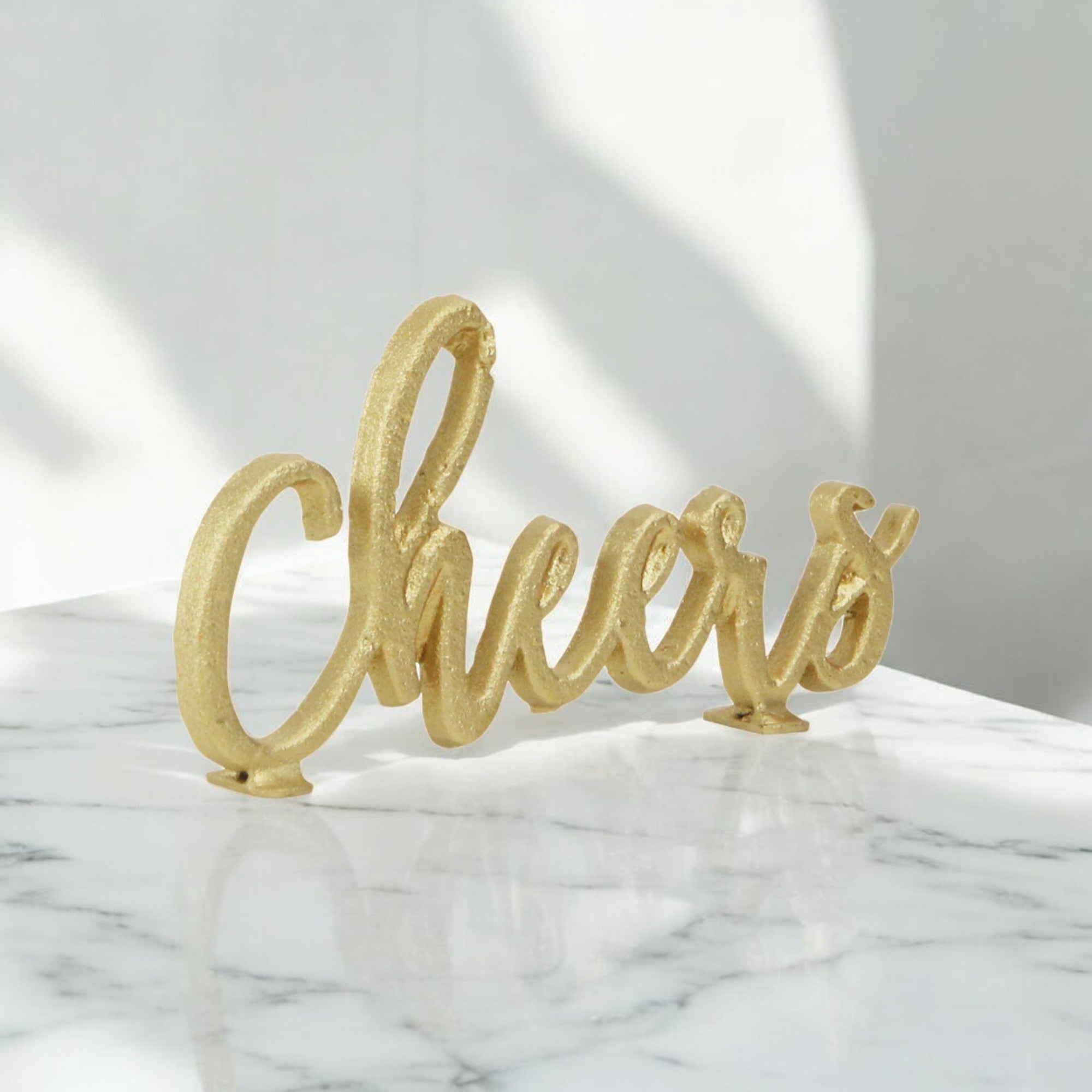 4" Gold Metal Cheers Hand Painted Sculpture