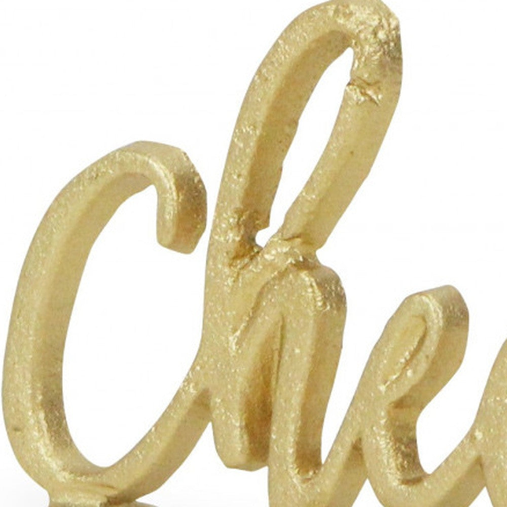 4" Gold Metal Cheers Hand Painted Sculpture