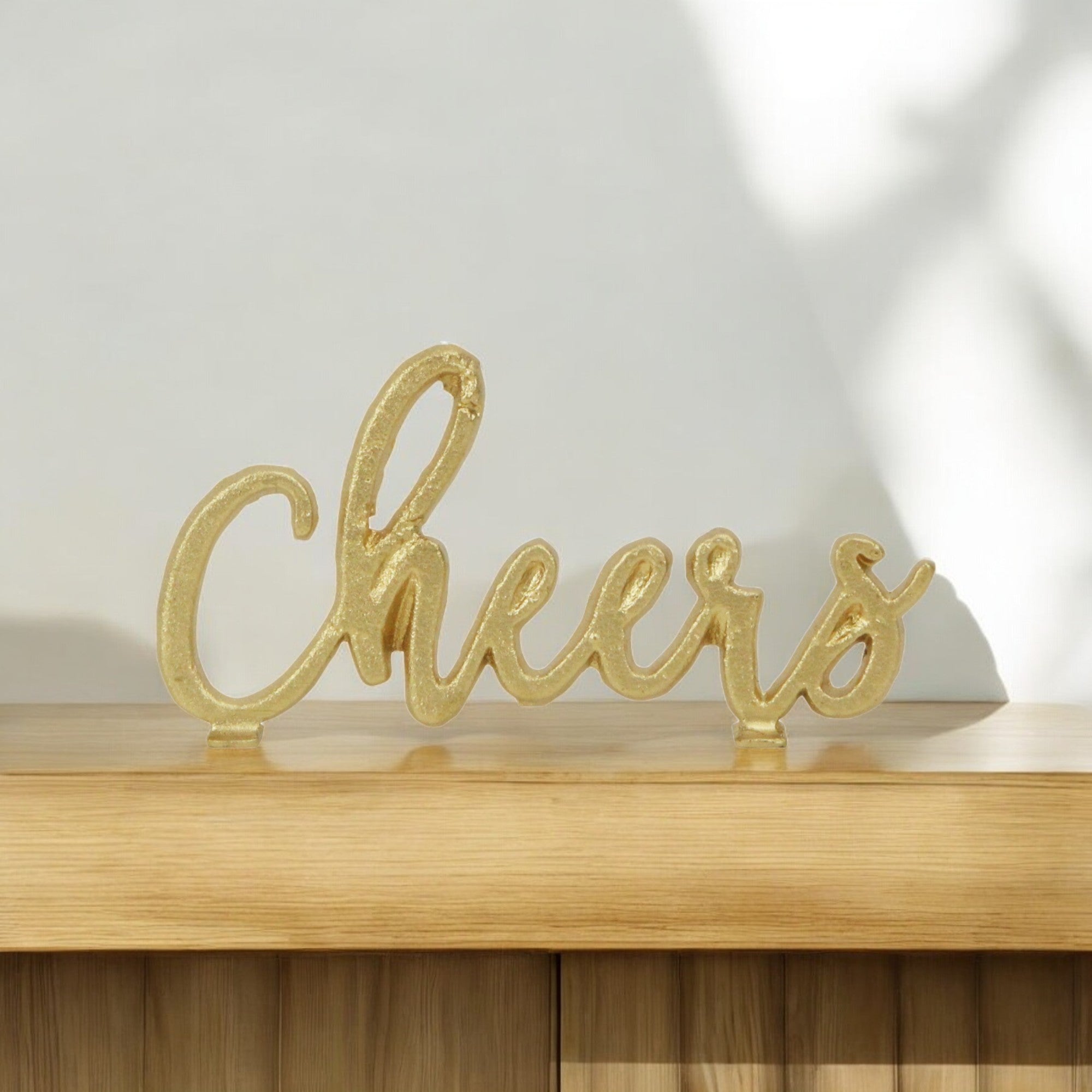 4" Gold Metal Cheers Hand Painted Sculpture