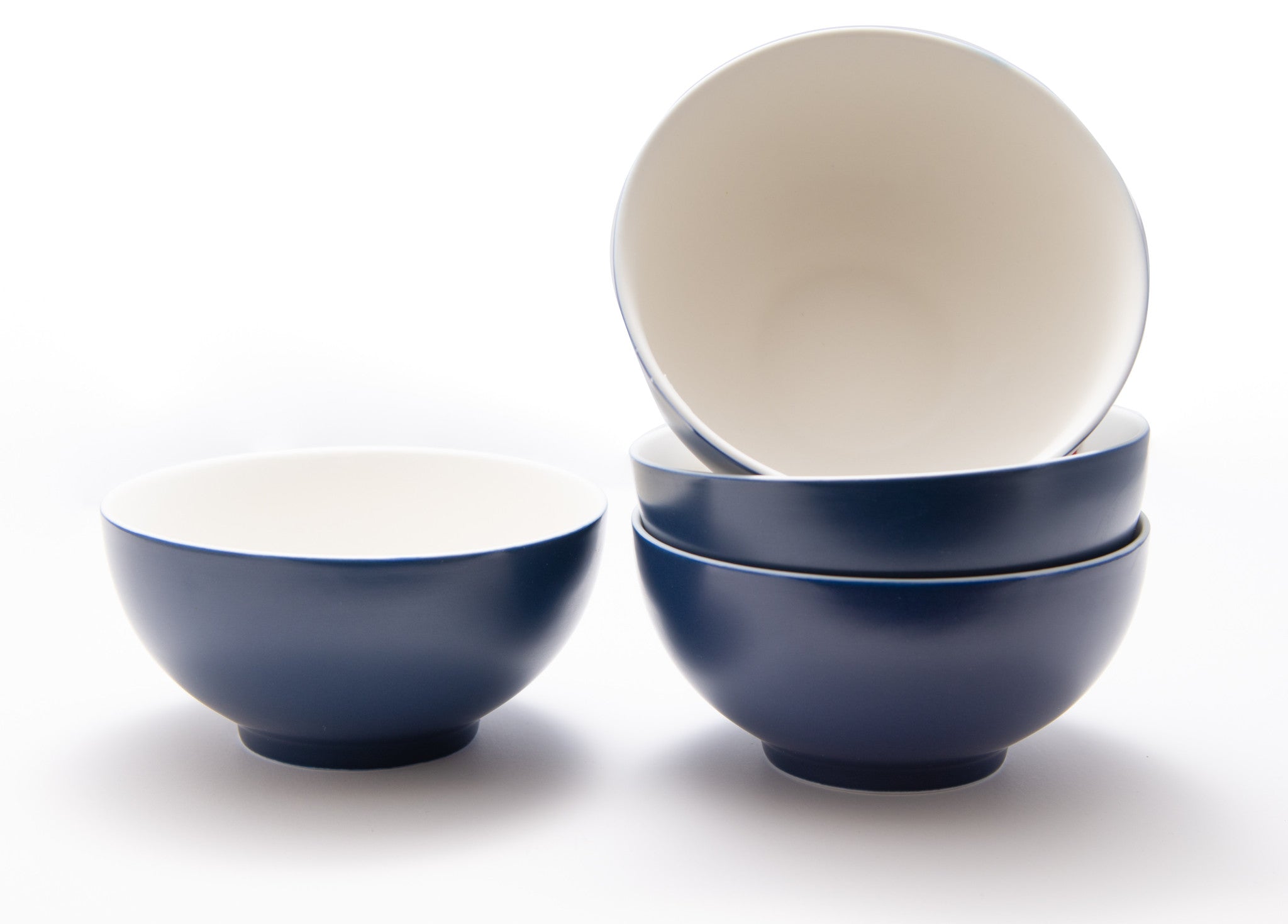 Blue and White Four Piece Porcelain Service For Four Bowl Set