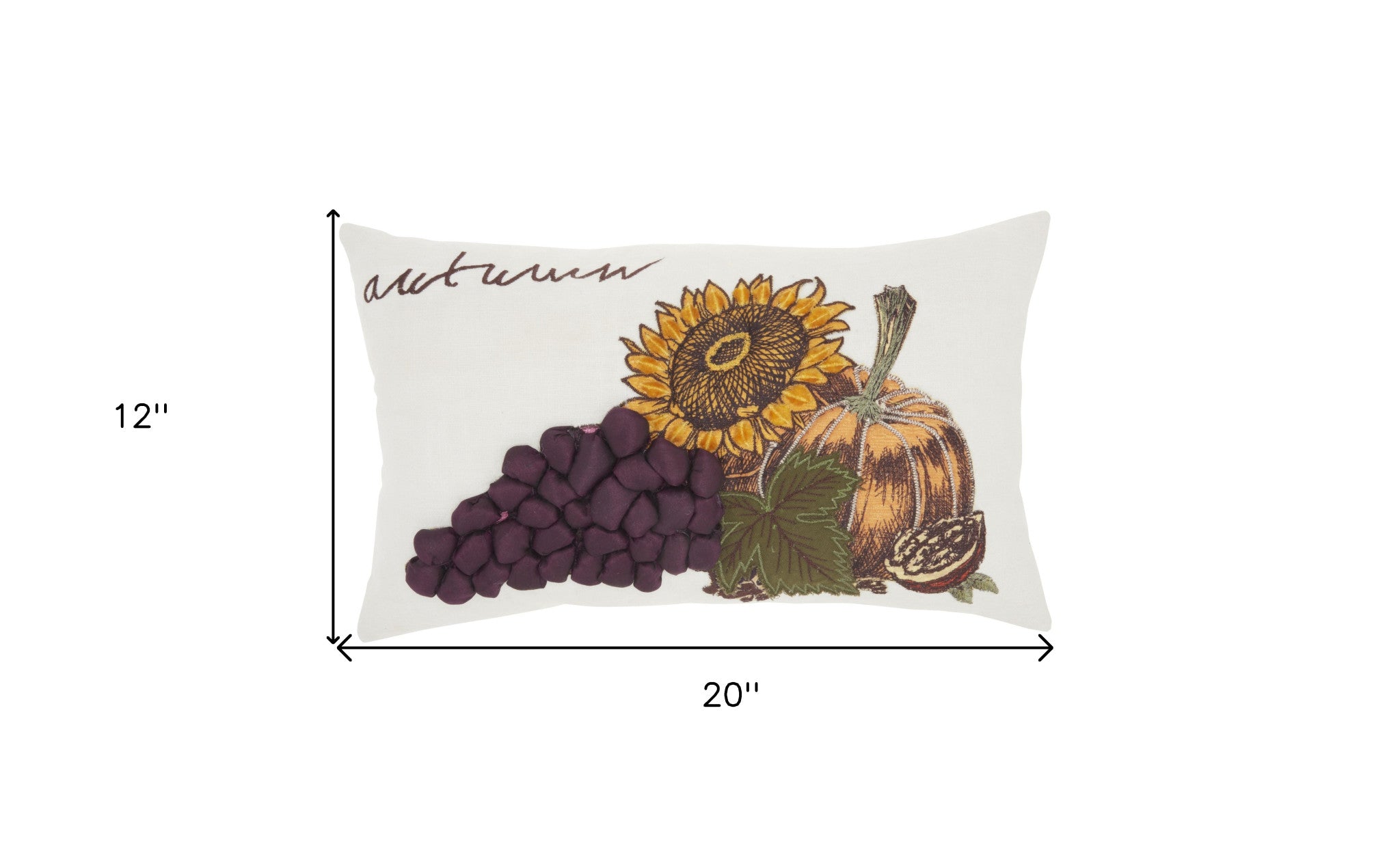 5" X 12" Yellow and White Thanksgiving Pumpkin and Sunflowers Cotton Throw Pillow