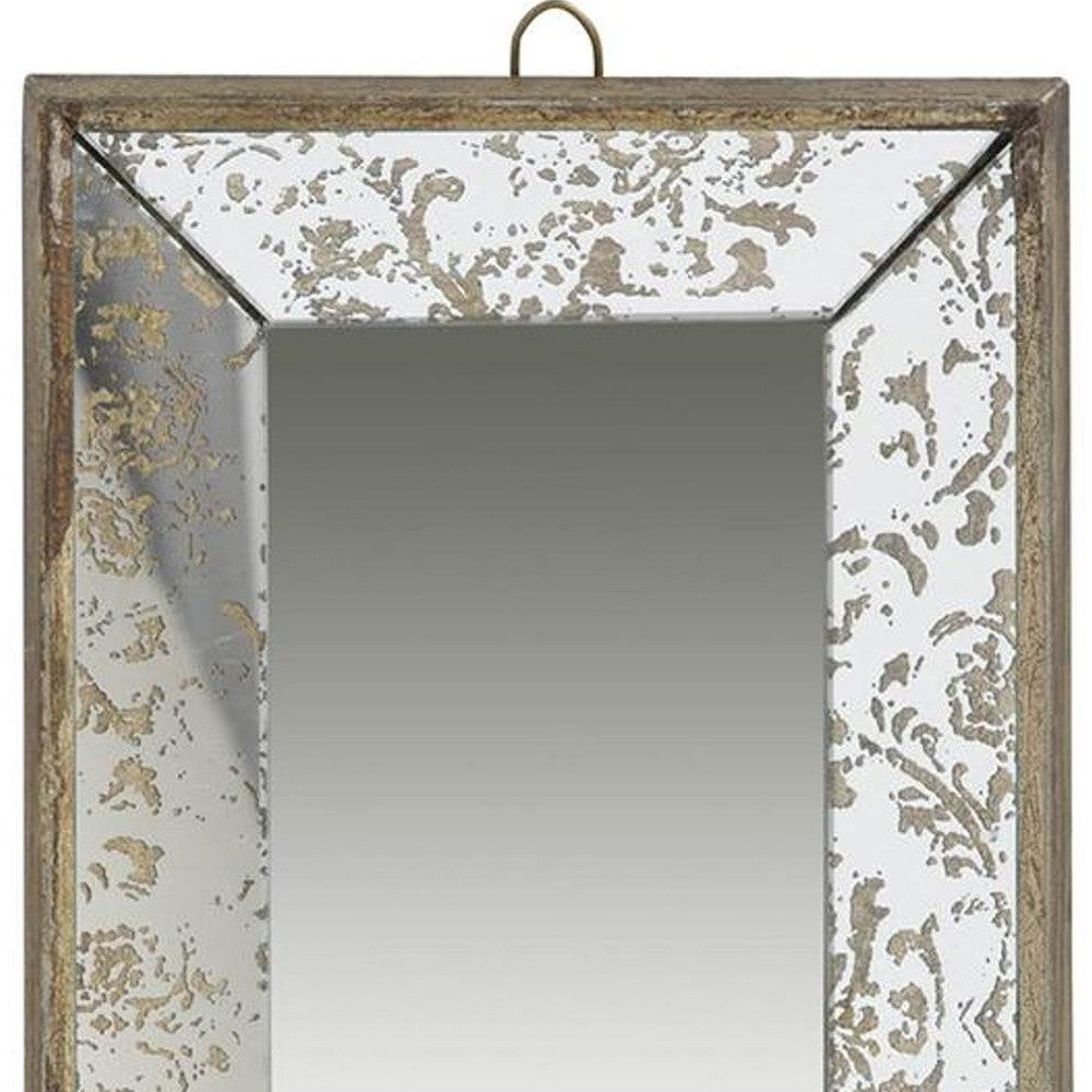 12" Rectangle Wall Mounted Vintage Style Glass Frame Accent Mirror