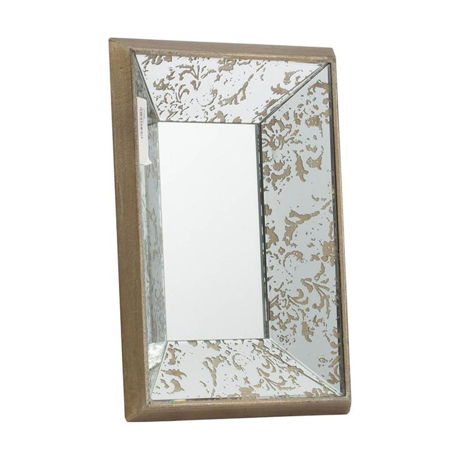 12" Rectangle Wall Mounted Vintage Style Glass Frame Accent Mirror