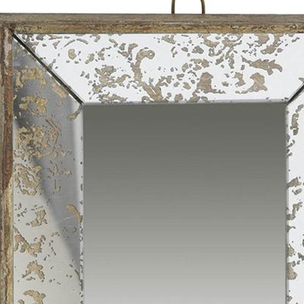 12" Rectangle Wall Mounted Vintage Style Glass Frame Accent Mirror