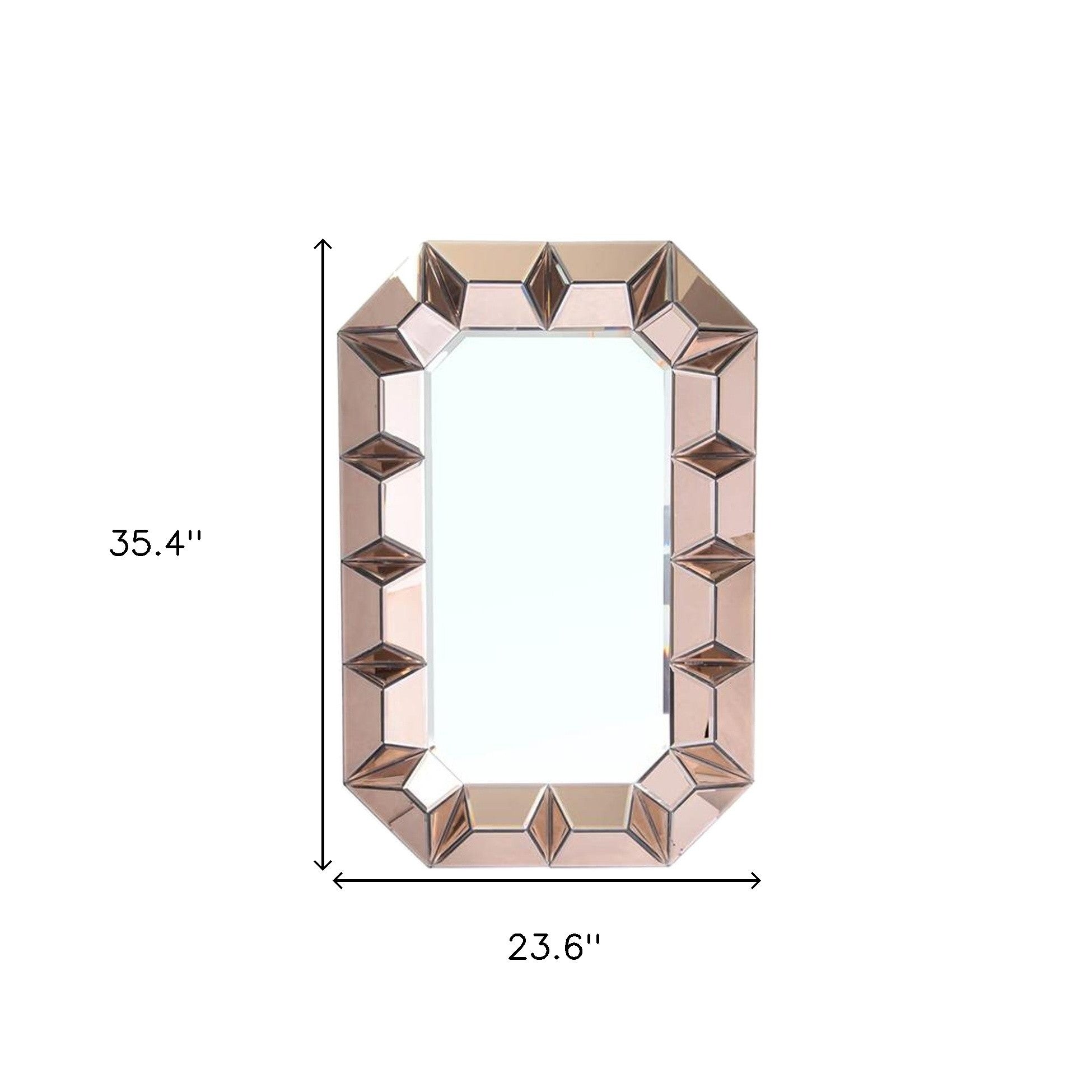 24" Rose Gold Geometric Frame Wall Mounted Accent Mirror Framed