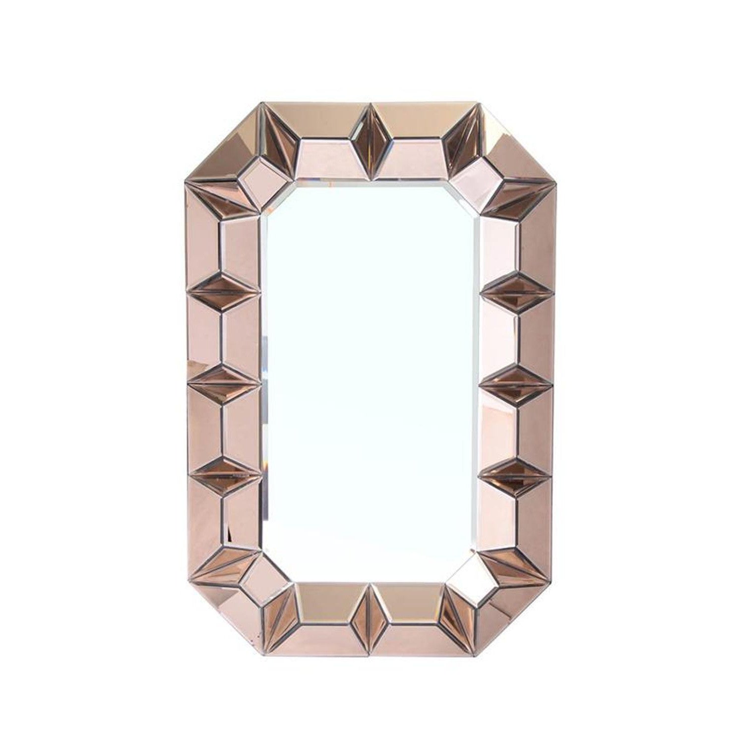 24" Rose Gold Geometric Frame Wall Mounted Accent Mirror Framed