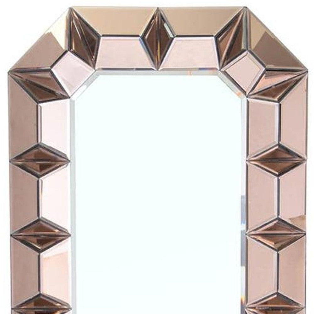 24" Rose Gold Geometric Frame Wall Mounted Accent Mirror Framed