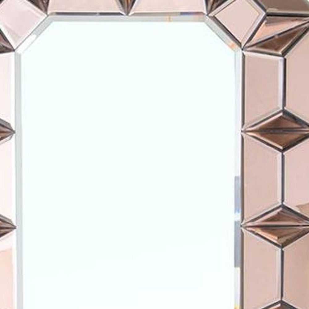 24" Rose Gold Geometric Frame Wall Mounted Accent Mirror Framed