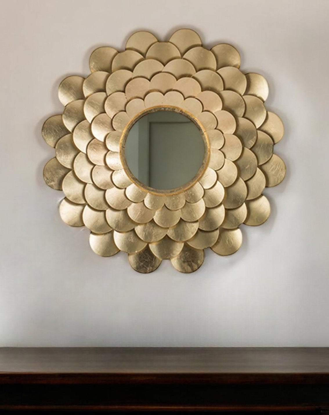 32" Gold Scalloped Iron Framed Accent Mirror