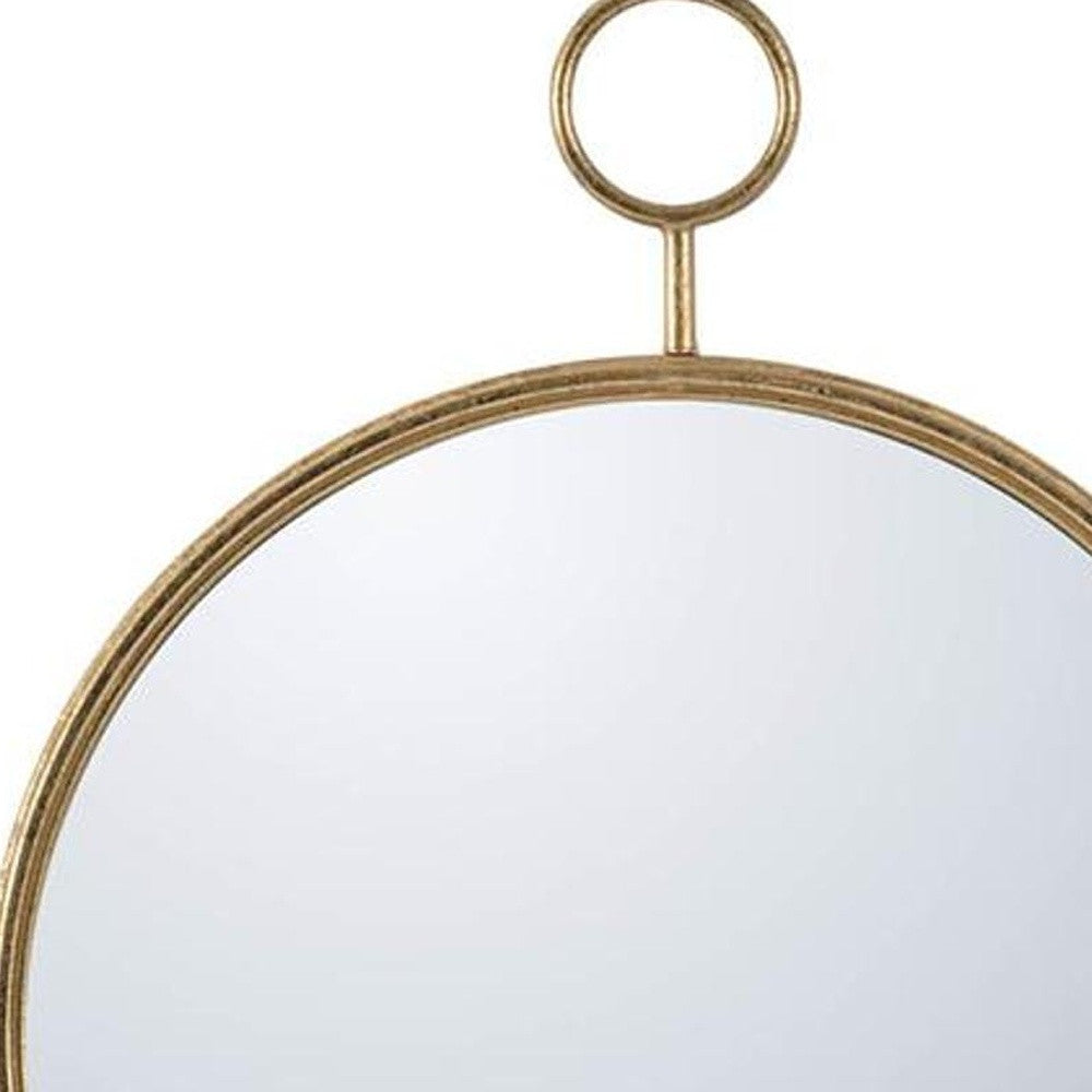 32" Gold Round Iron Framed Accent Mirror