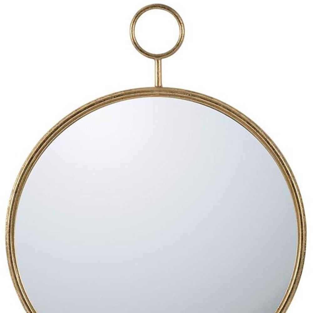 32" Gold Round Iron Framed Accent Mirror