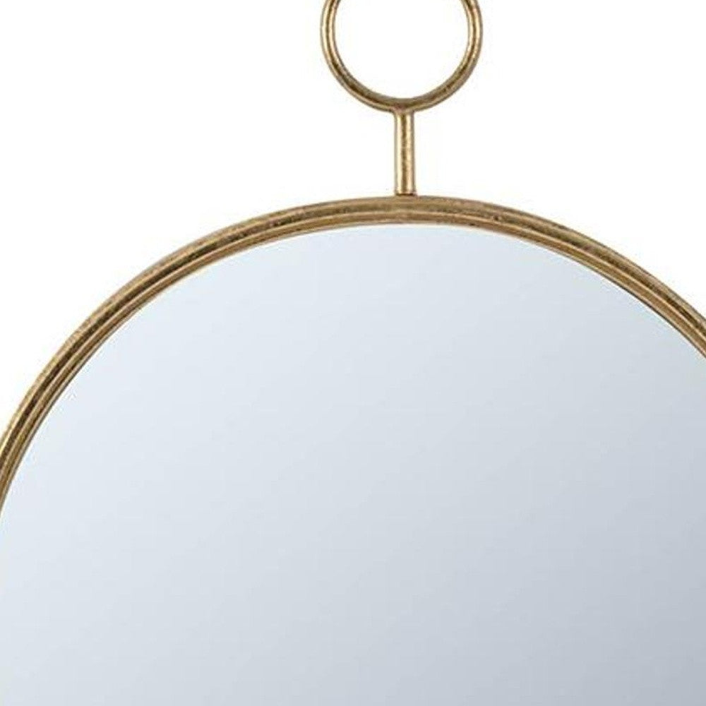 28" Gold Round Iron Framed Accent Mirror