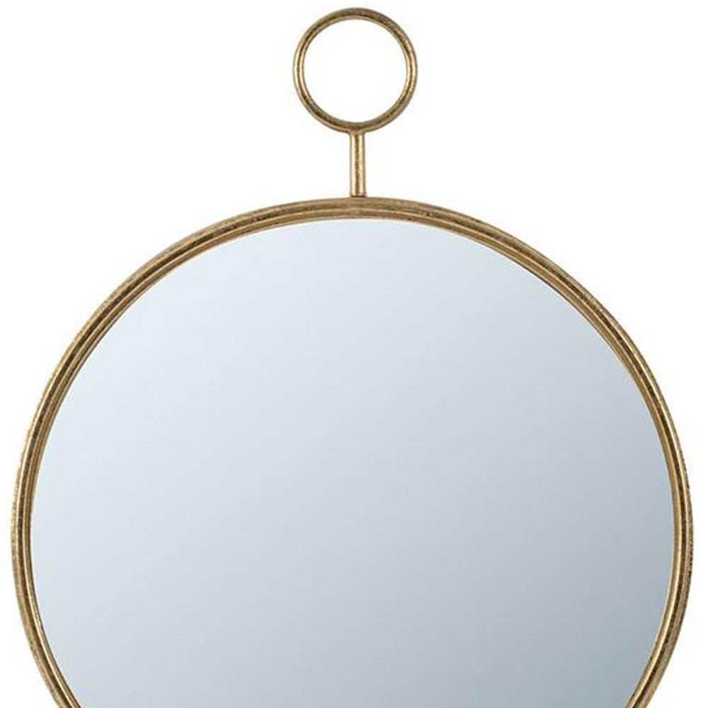 28" Gold Round Iron Framed Accent Mirror