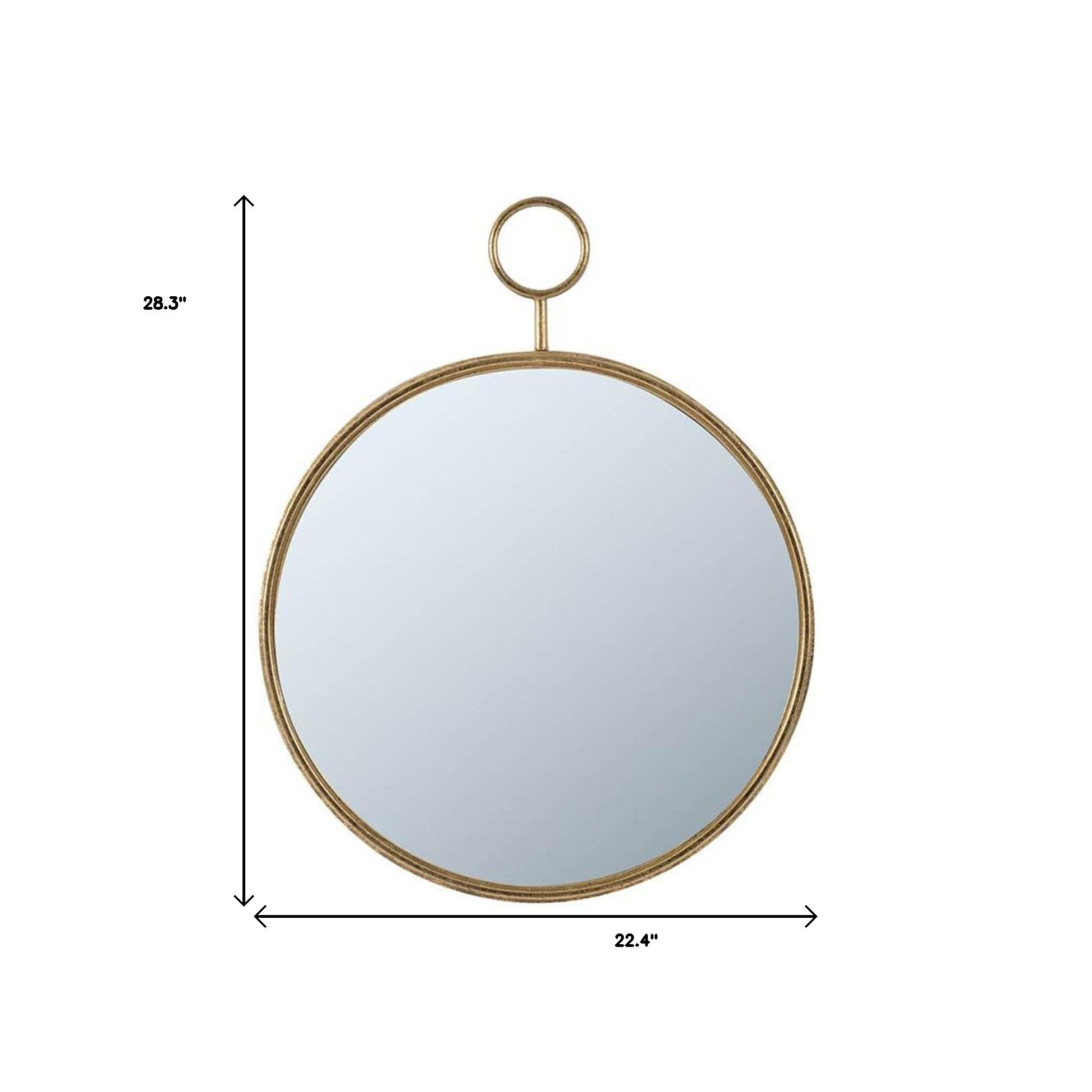 28" Gold Round Iron Framed Accent Mirror