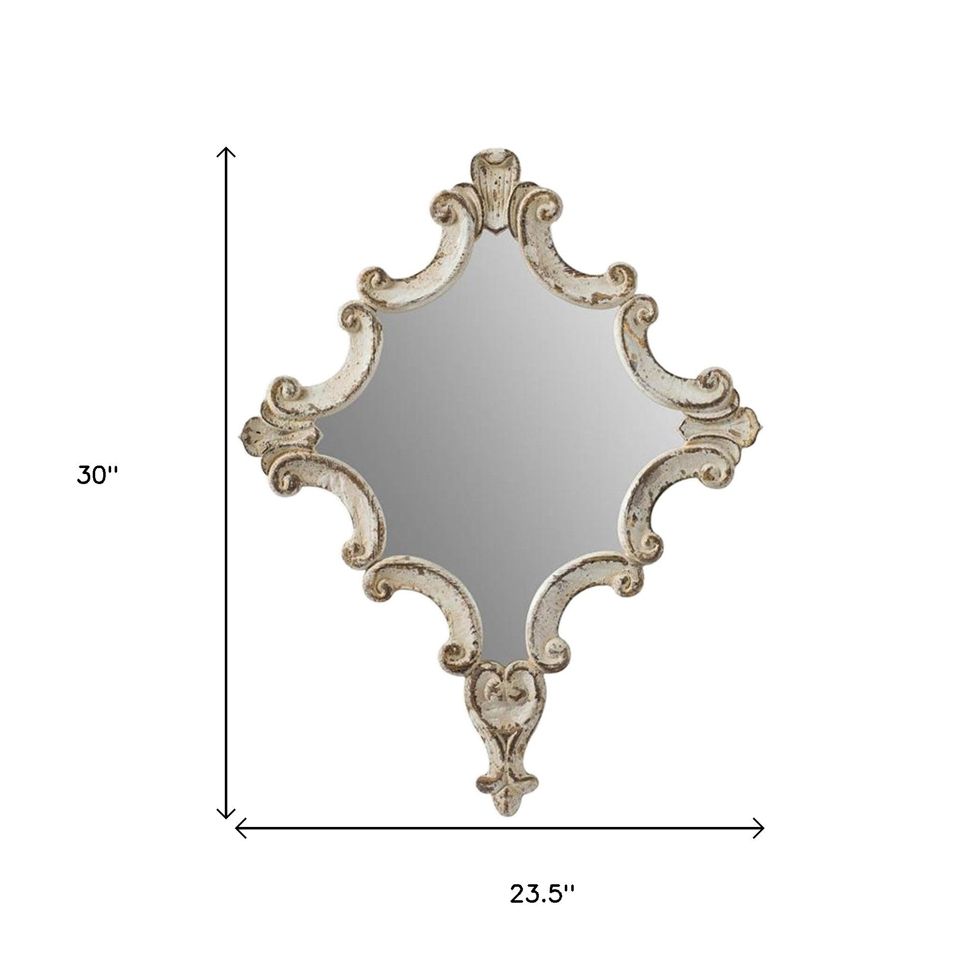 30" White Diamond Solid Wood Framed Accent Mirror