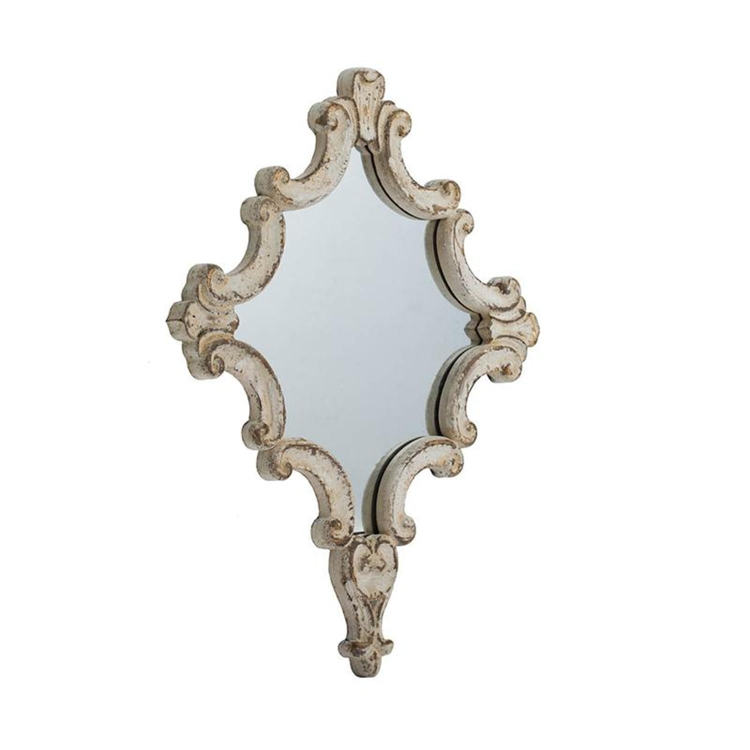 30" White Diamond Solid Wood Framed Accent Mirror