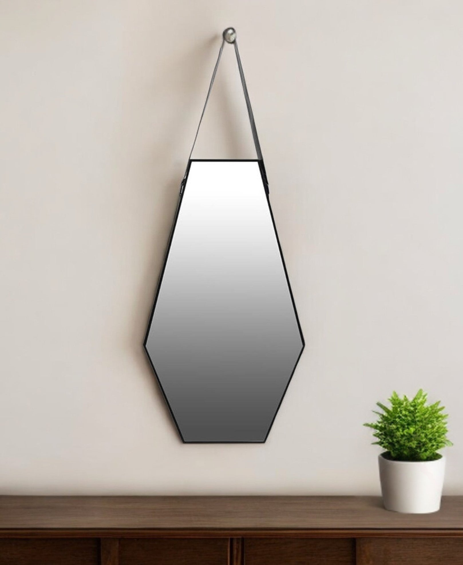 32" Black Hexagon Framed Accent Mirror