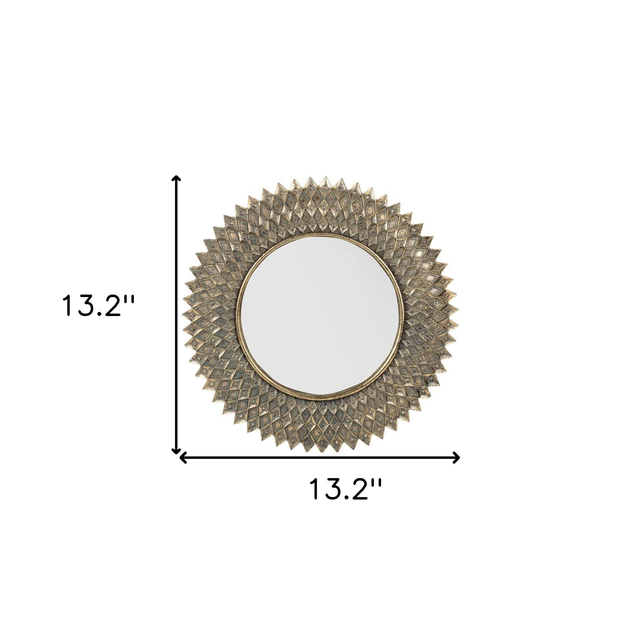 13" Antiqued Gold Sunburst Resin Framed Accent Mirror