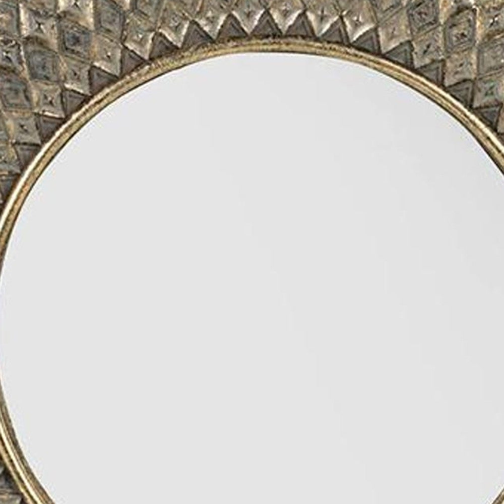 13" Antiqued Gold Sunburst Resin Framed Accent Mirror