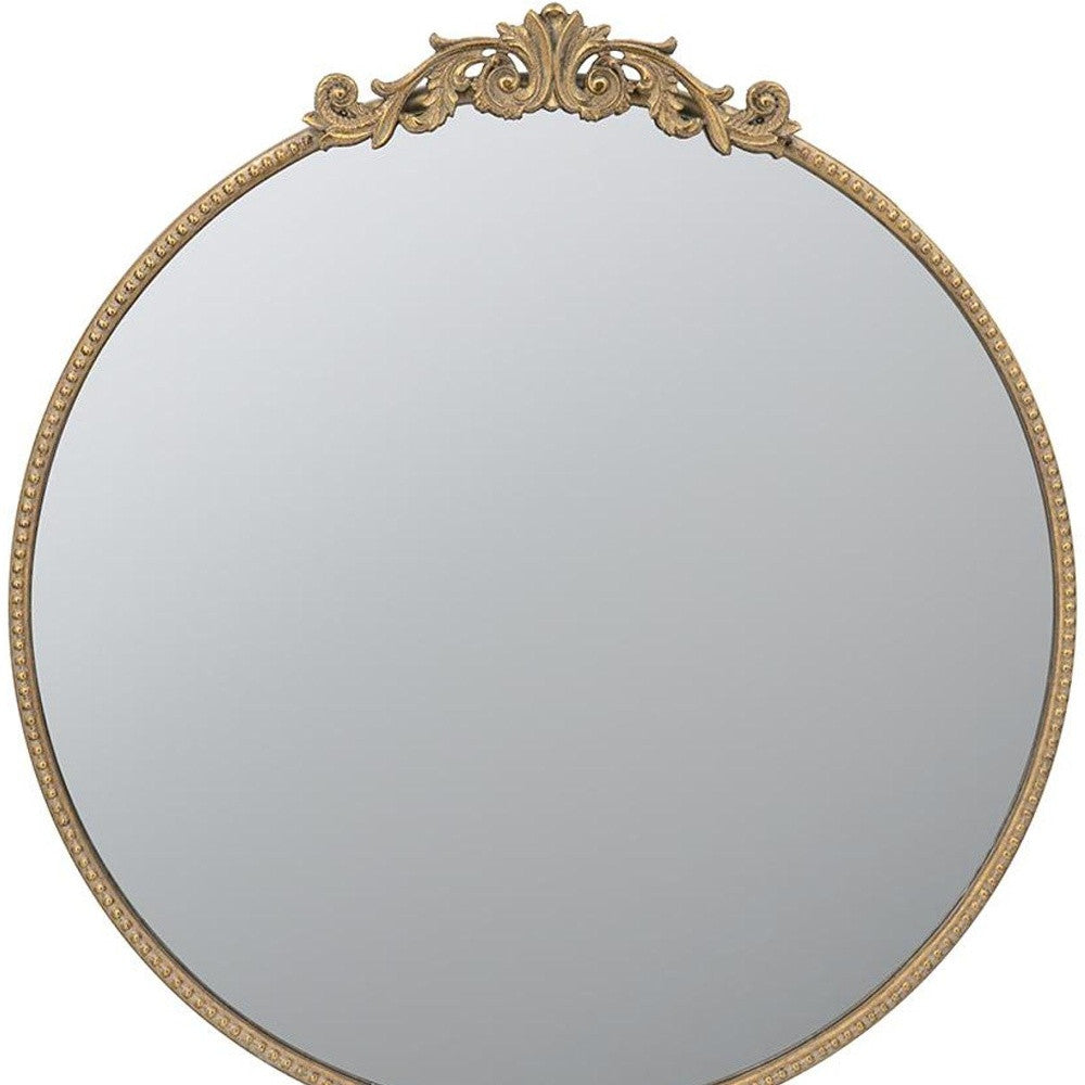 32" Gold Crowned Top Iron Framed Accent Mirror