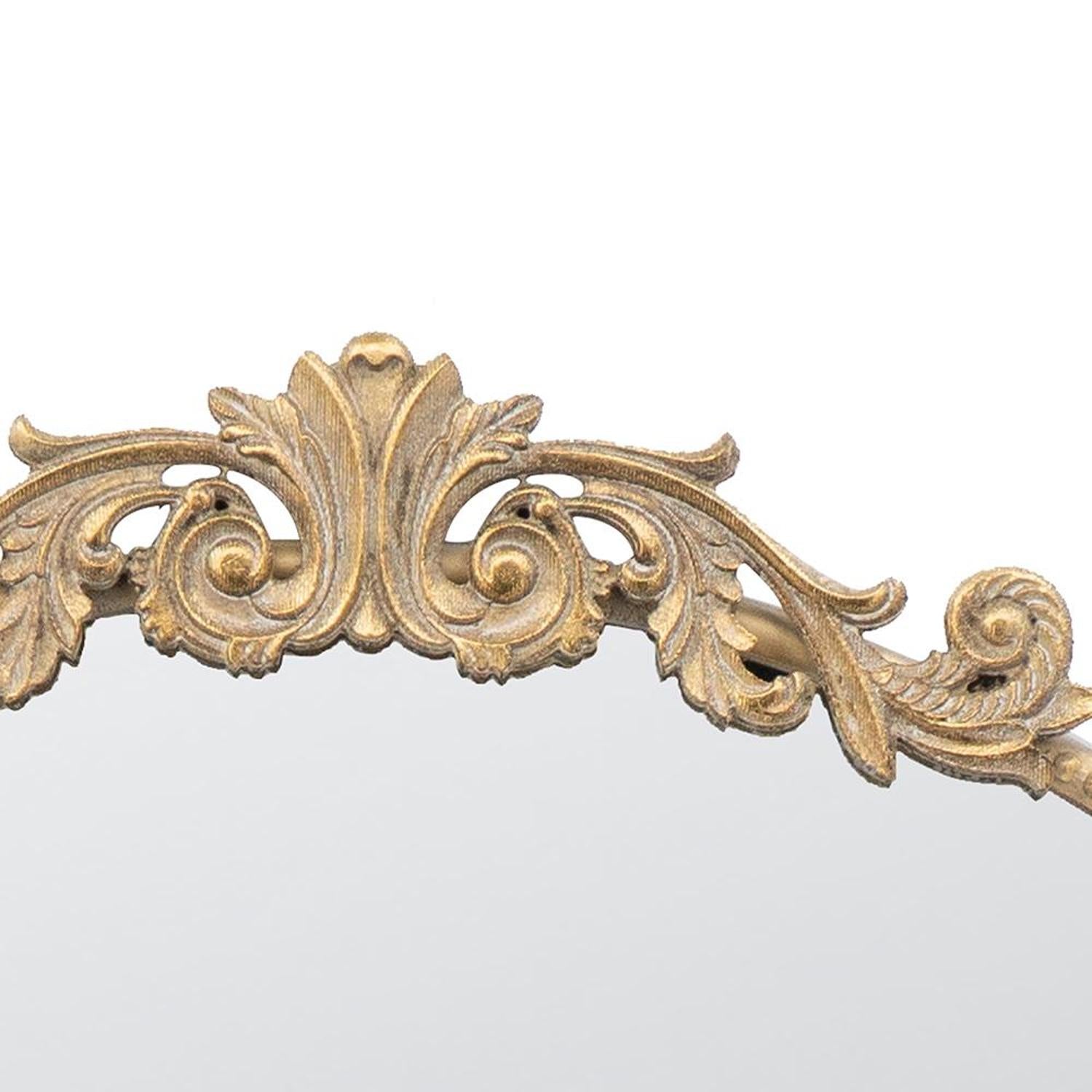 39" Gold Crowned Top Iron Framed Accent Mirror