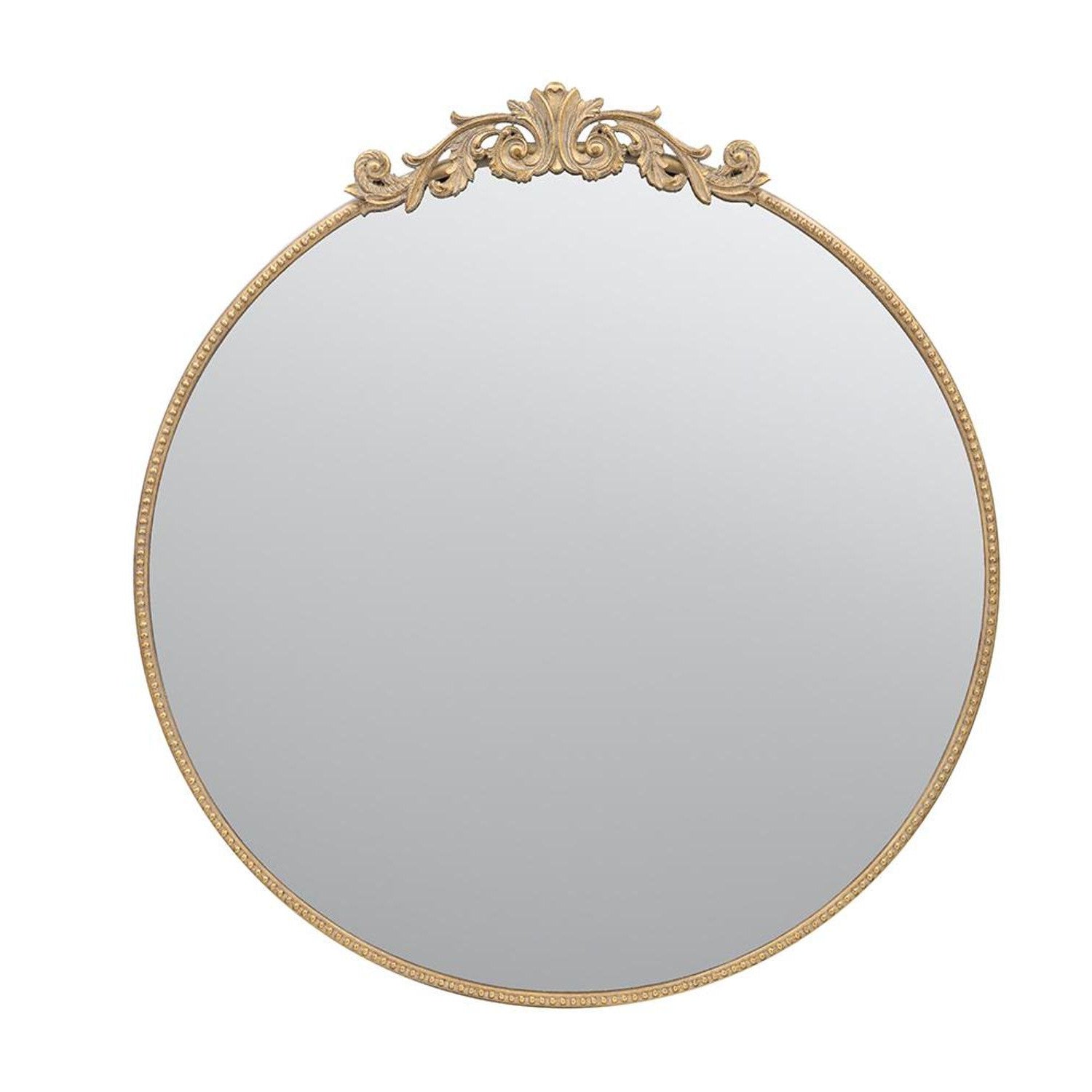 39" Gold Crowned Top Iron Framed Accent Mirror