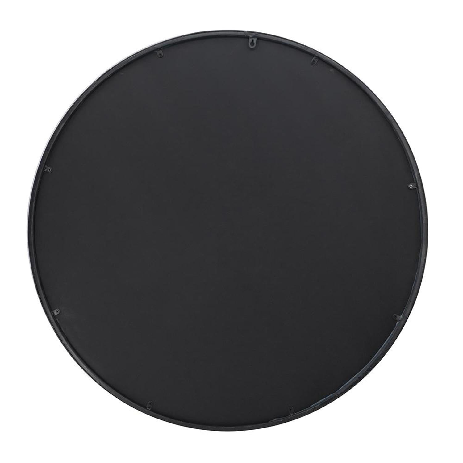 36" Black Round Iron Framed Accent Mirror