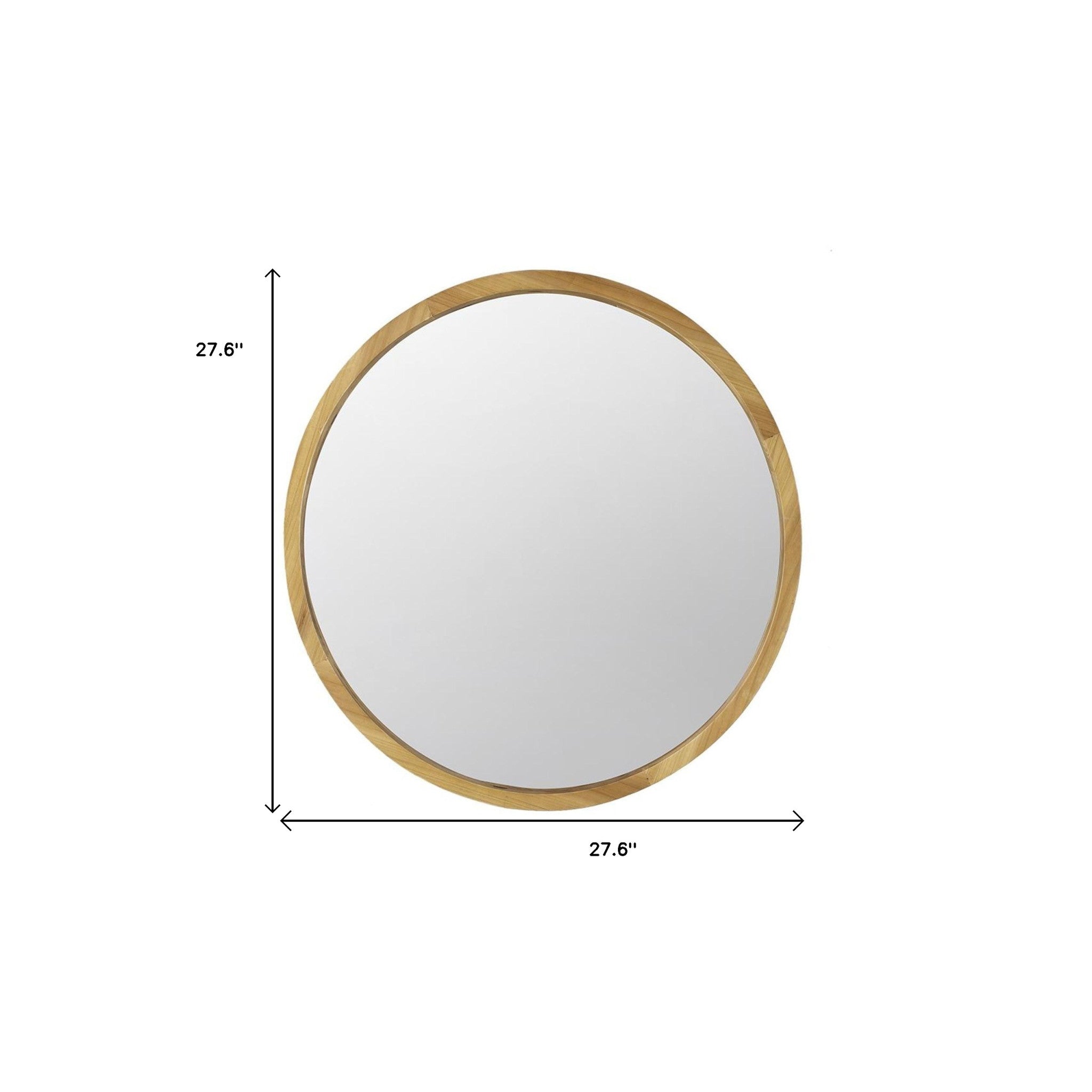 28" Brown Round Solid Wood Framed Accent Mirror