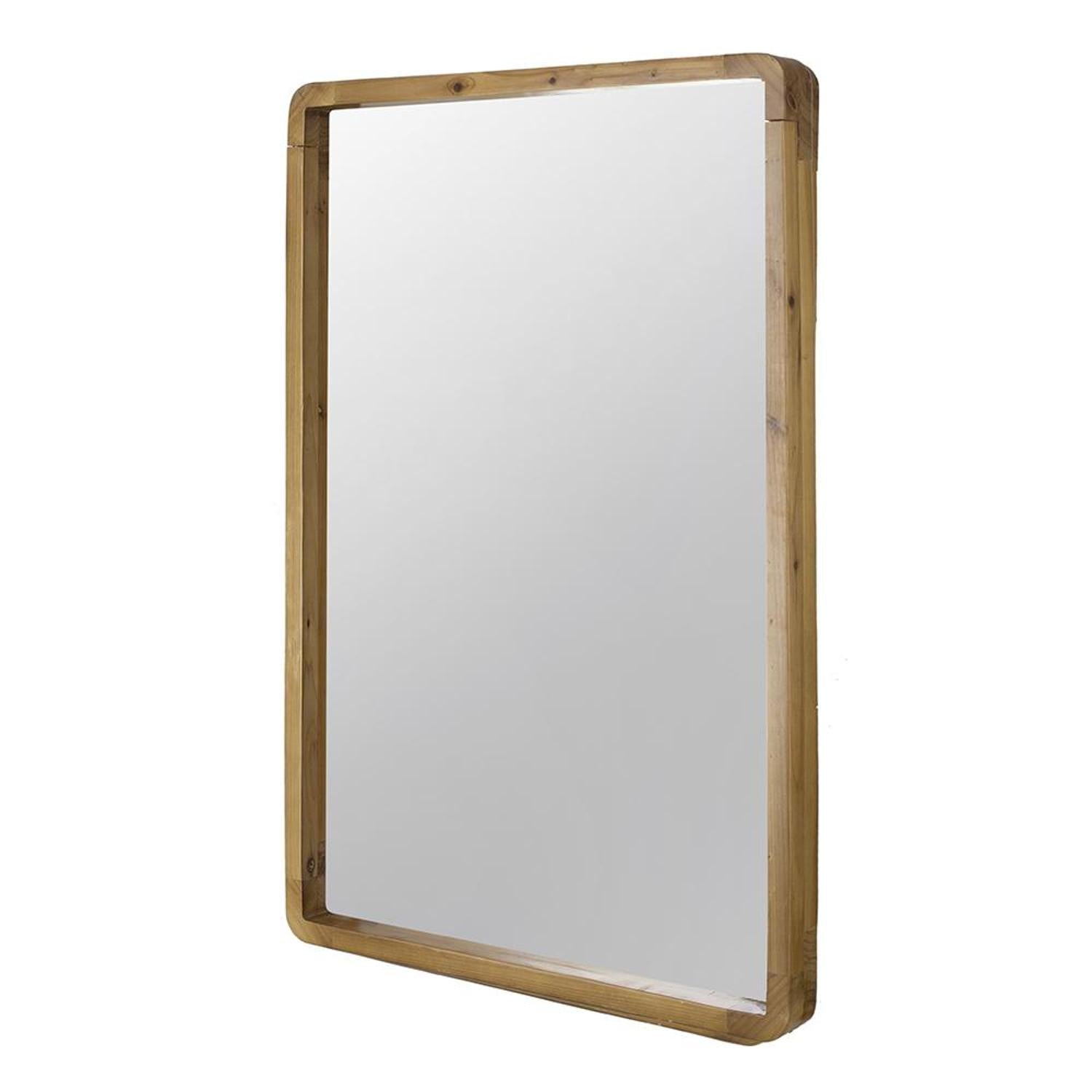 35" Brown Solid Wood Framed Accent Mirror