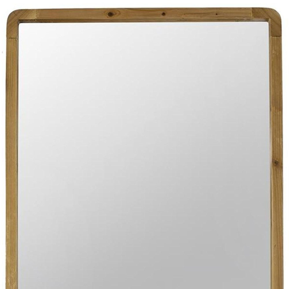 35" Brown Solid Wood Framed Accent Mirror