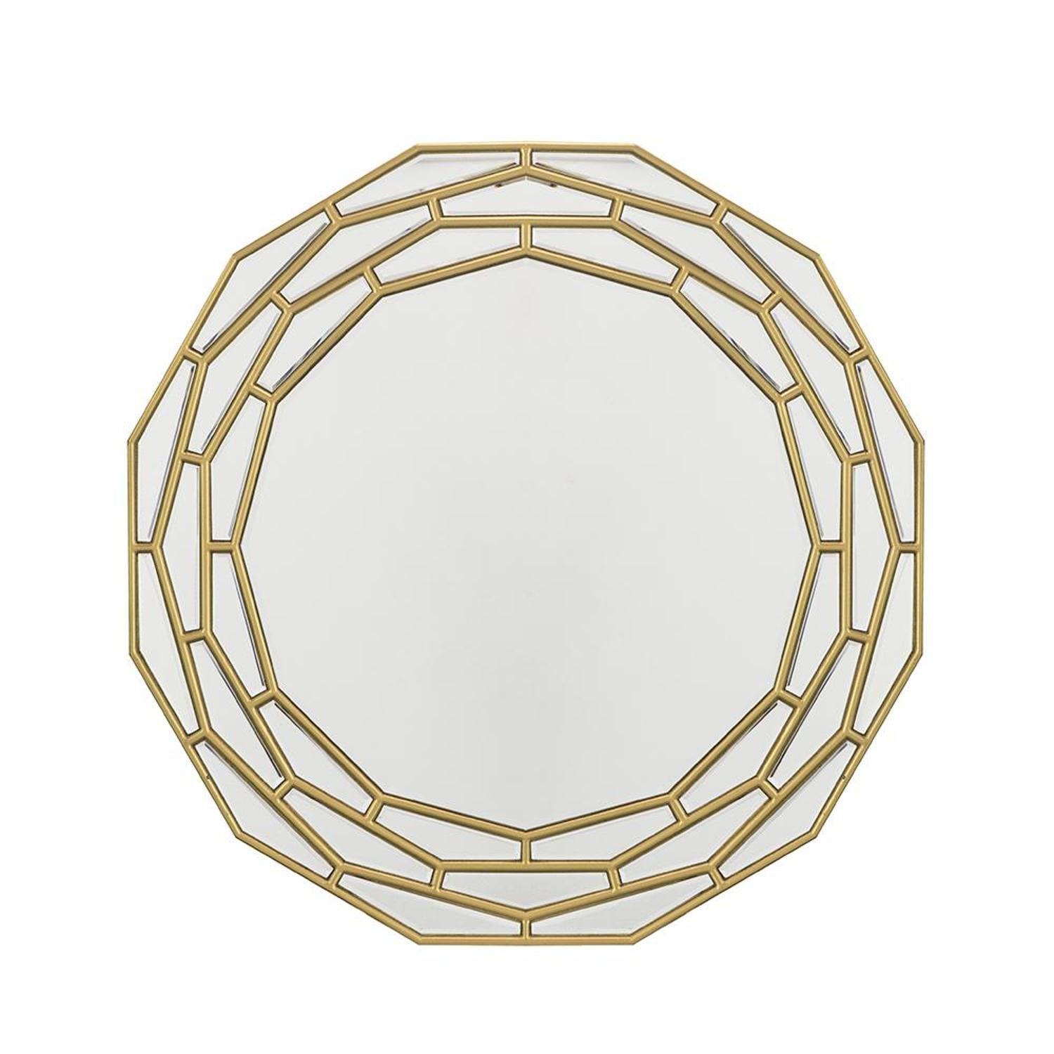 35" Gold Round Framed Accent Mirror