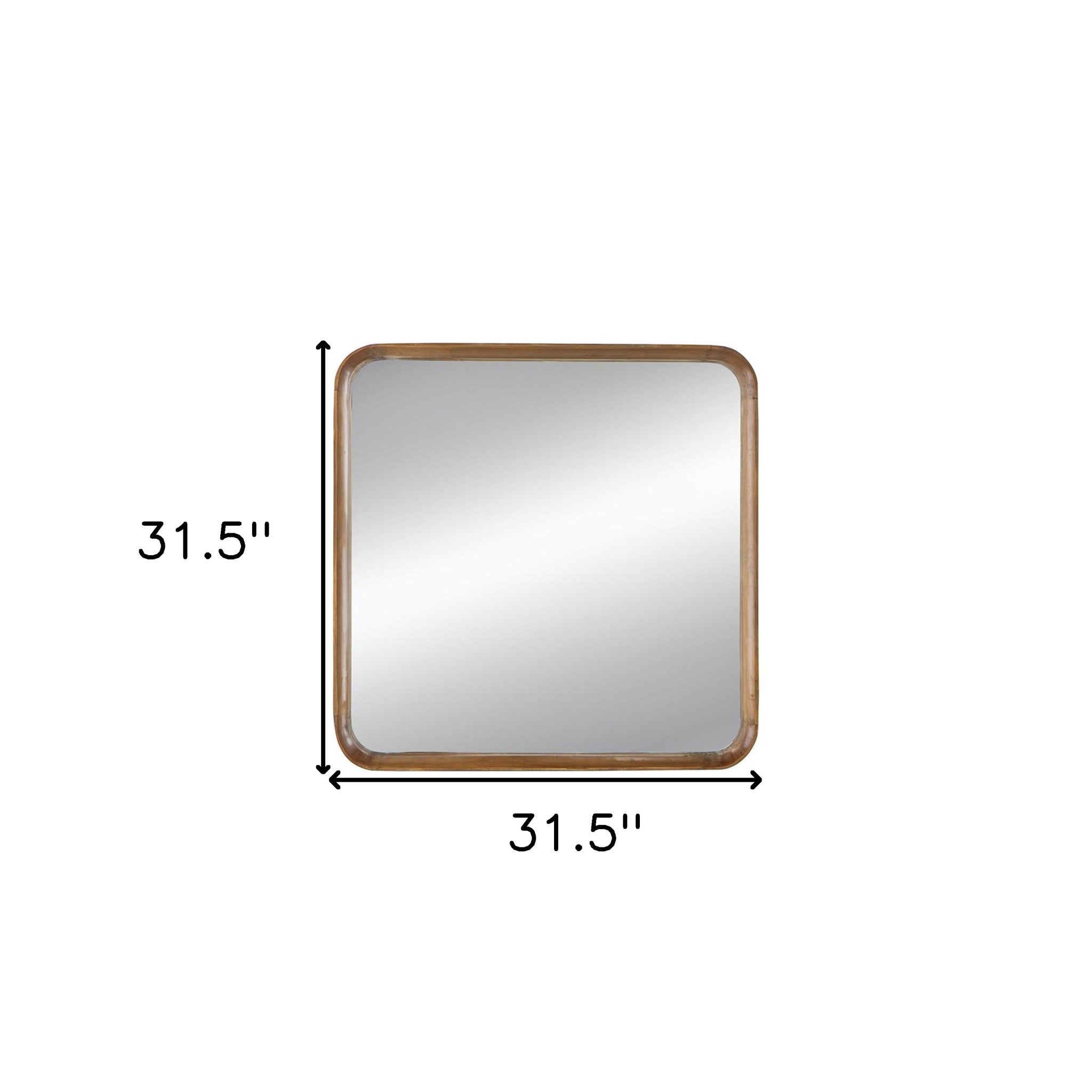 32" Brown Square Wood Framed Accent Mirror