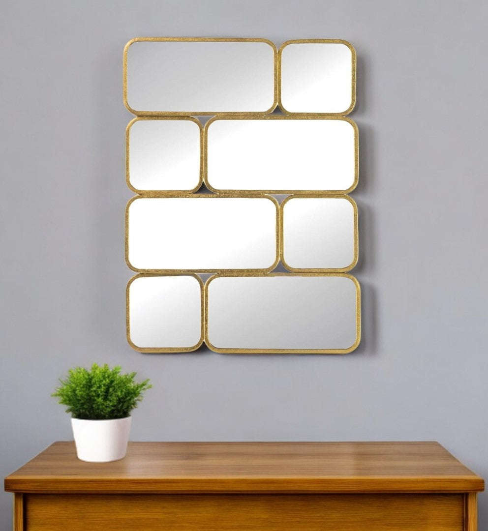 32" Gold Iron Framed Accent Mirror