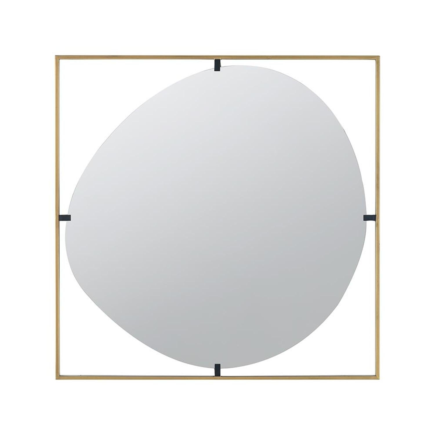 32" Gold Square Iron Framed Accent Mirror