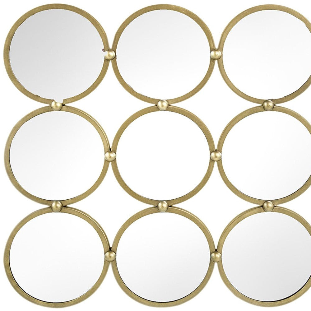 27" Gold Square Iron Framed Accent Mirror