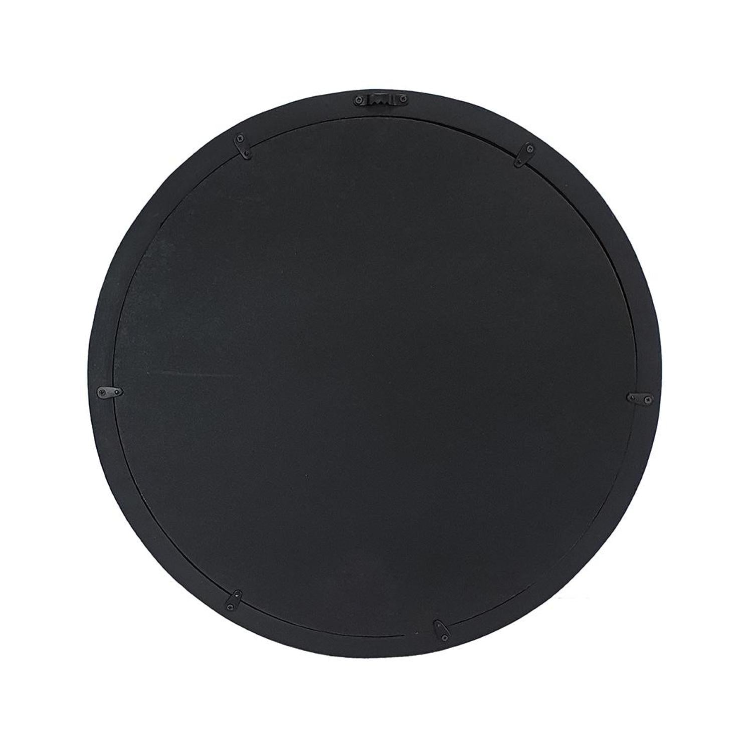 20" Black Round Wood Framed Accent Mirror