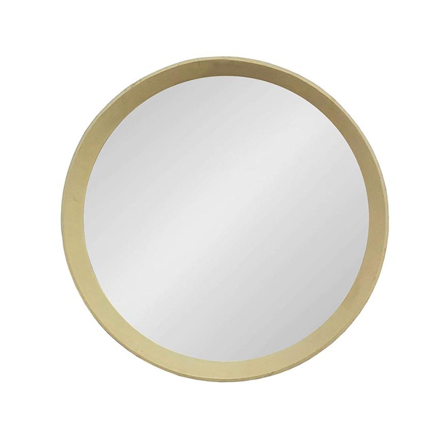 20" Cream Round Wood Framed Accent Mirror