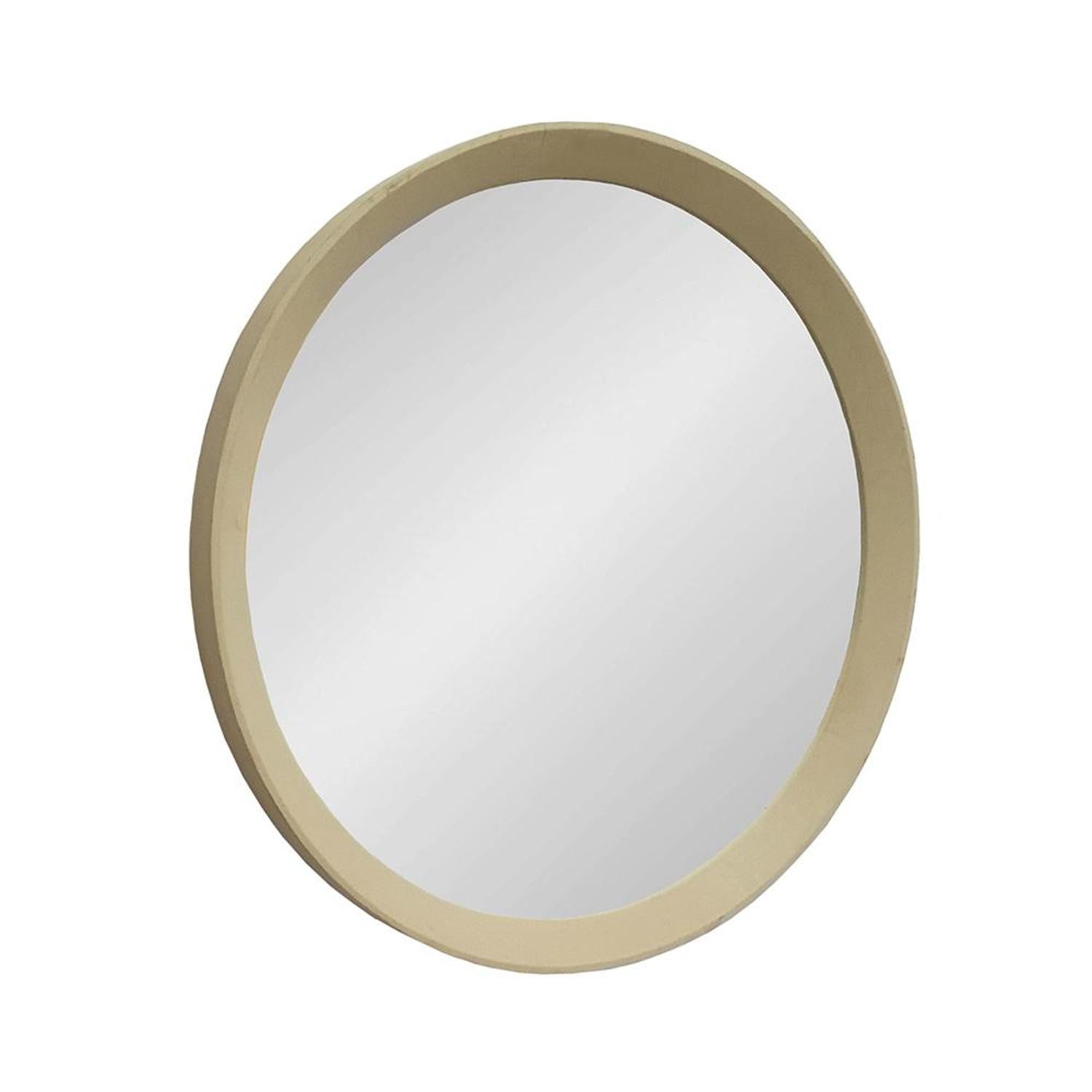 20" Cream Round Wood Framed Accent Mirror