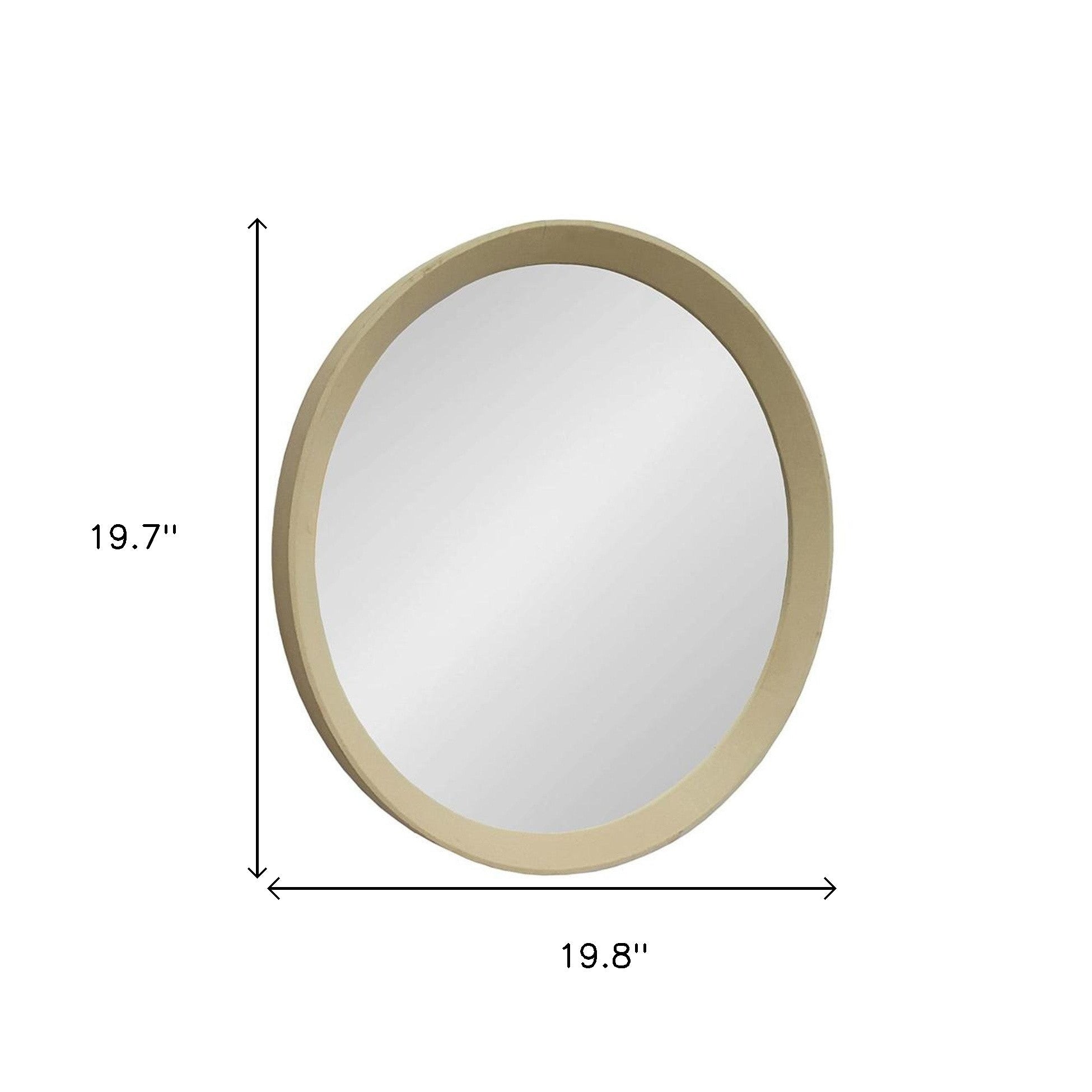 20" Cream Round Wood Framed Accent Mirror