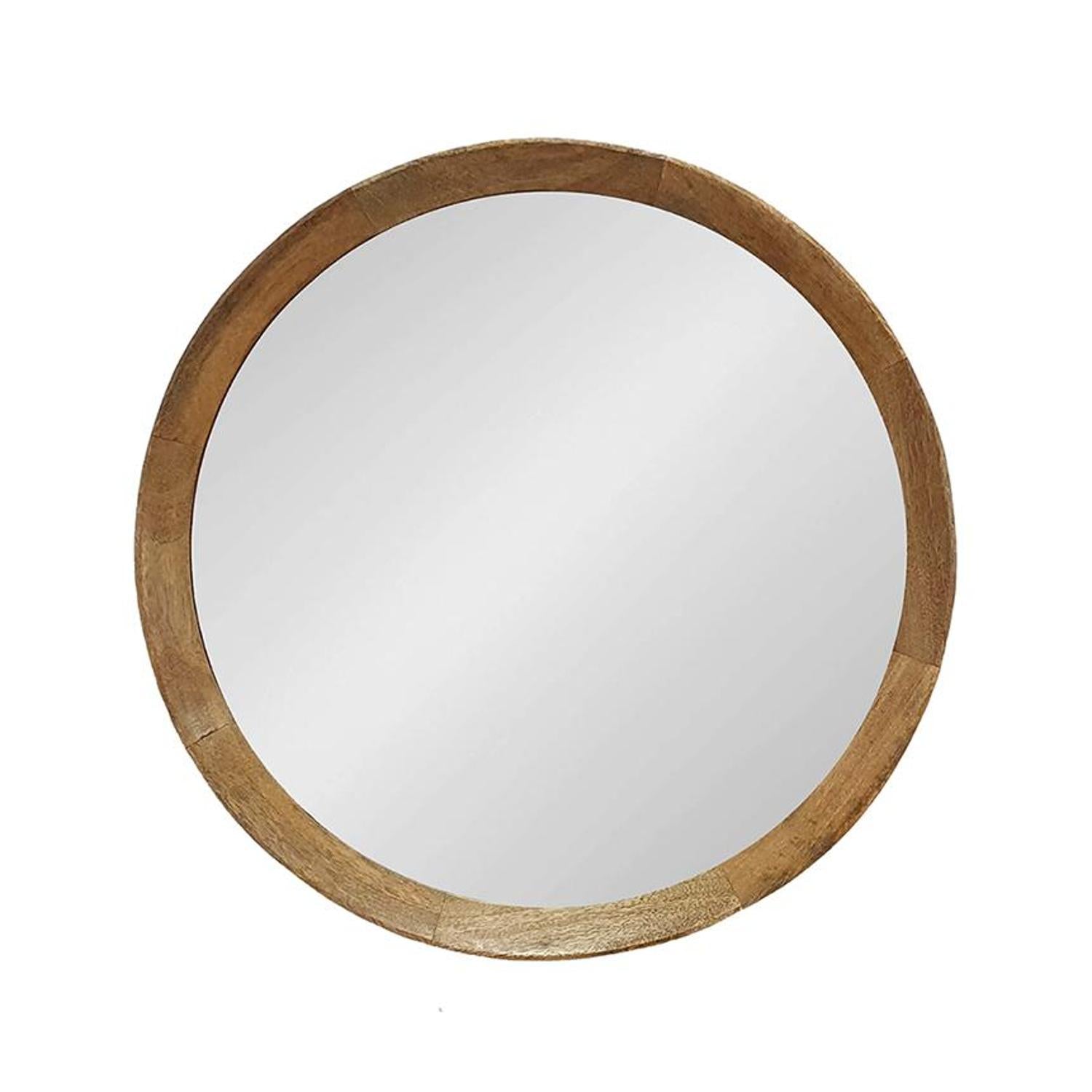 20" Natural Round Wood Framed Accent Mirror