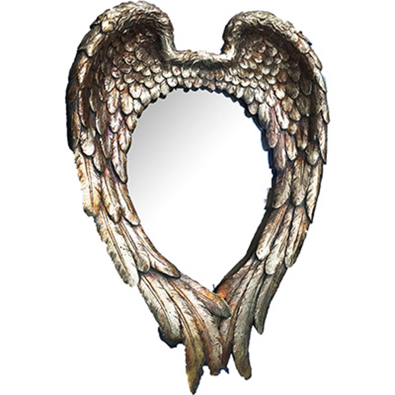 16" Gold Wing Pattern Heart Shaped Accent Mirror