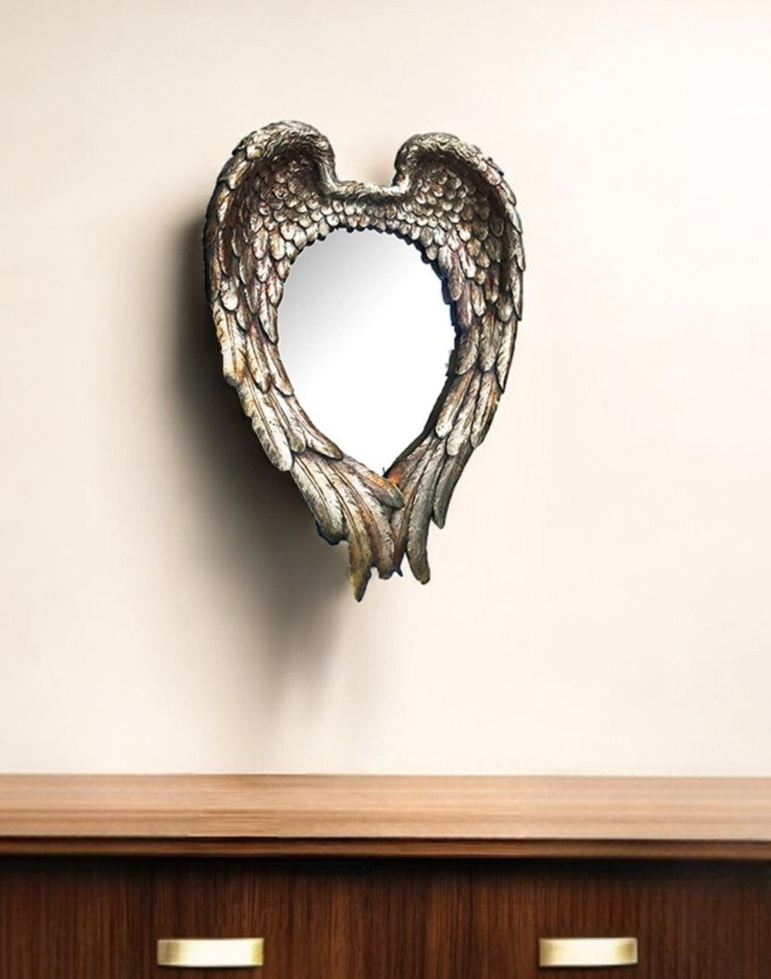 16" Antiqued Gold Heart Resin Framed Accent Mirror