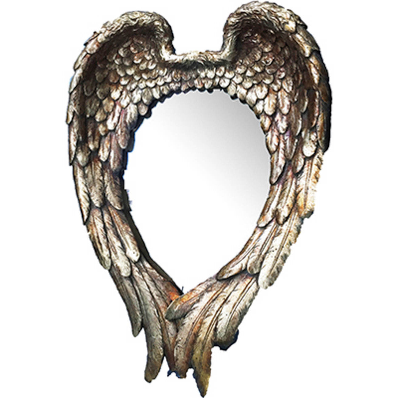 16" Gold Wing Pattern Heart Shaped Accent Mirror