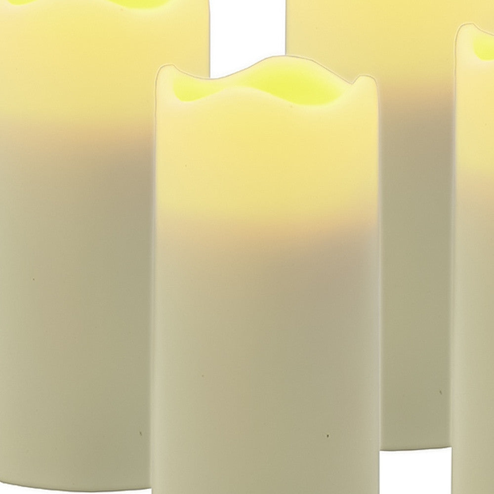 Set of Four Ivory Flameless Pillar Candles