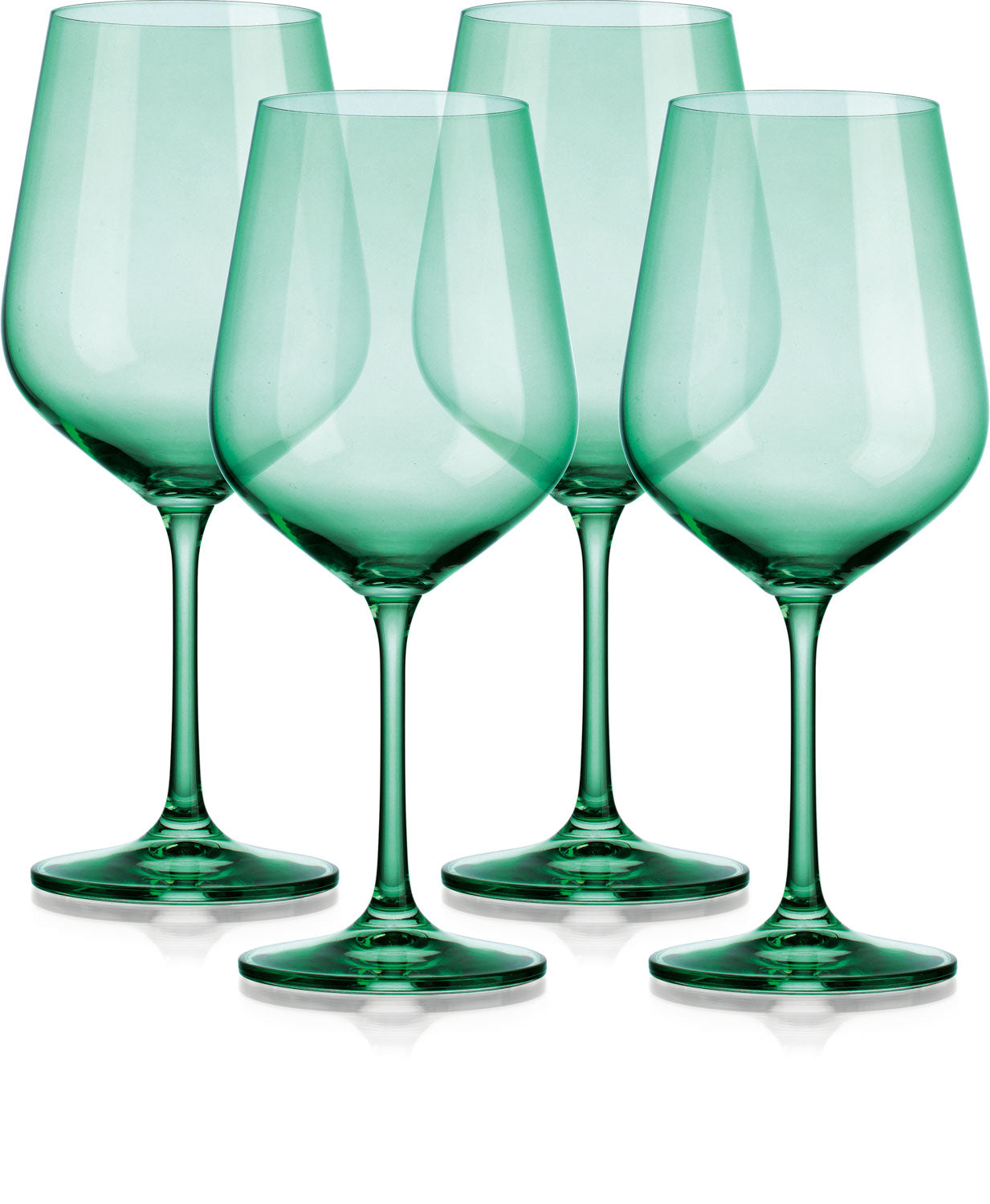 Set of Four Translucent Pale Green Large Wine Glasses