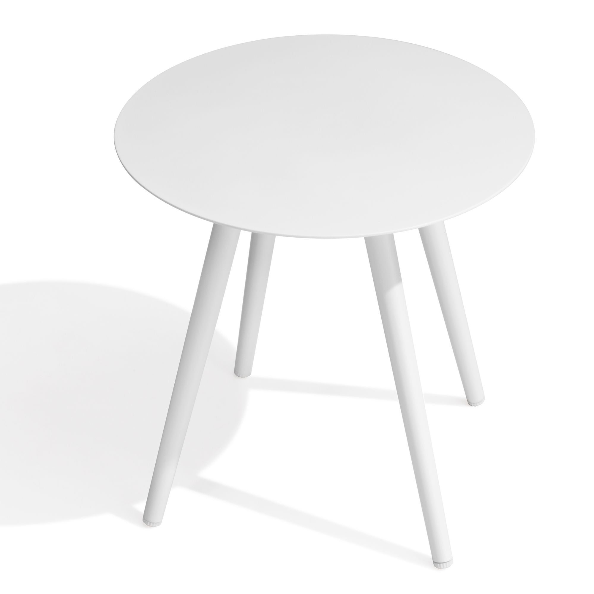 16" White Rounded Metal Outdoor Side Table