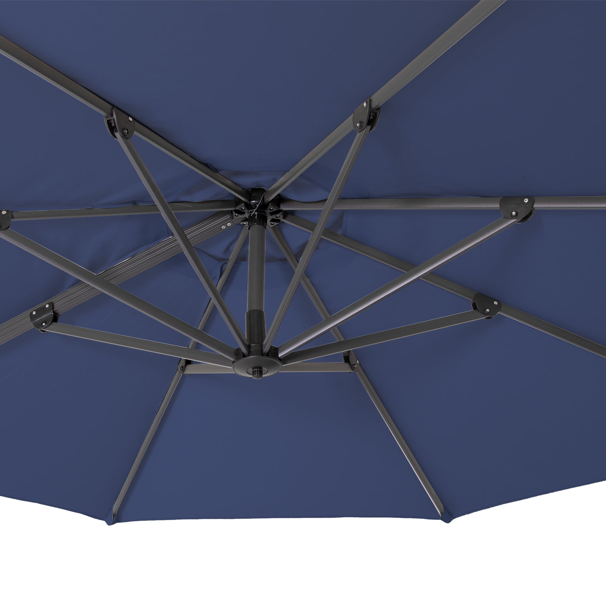 10' Navy Blue Polyester Round Tilt Cantilever Patio Umbrella With Stand