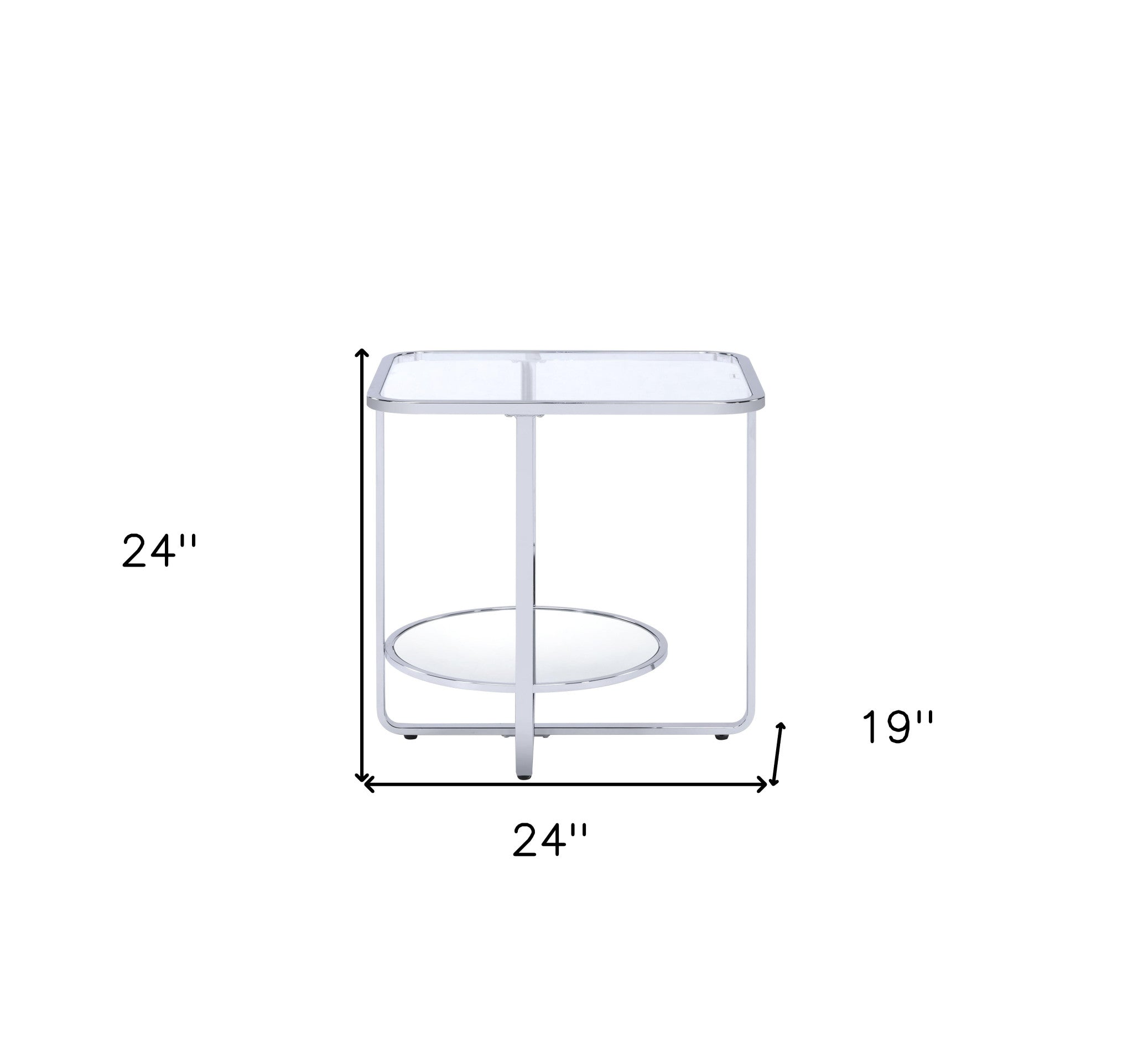 24" Chrome And Clear Glass Rectangular End Table