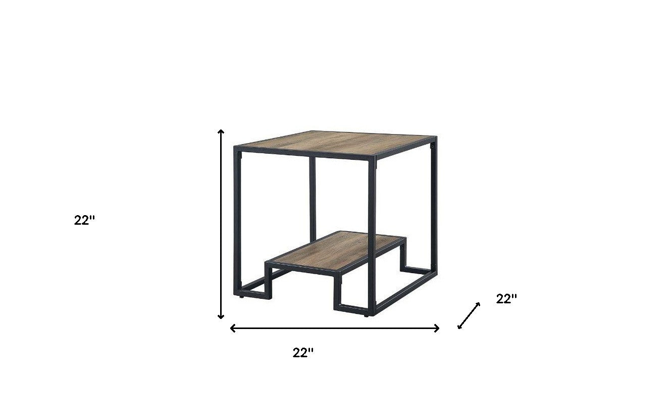 22" White Manufactured Wood Square End Table With Shelf