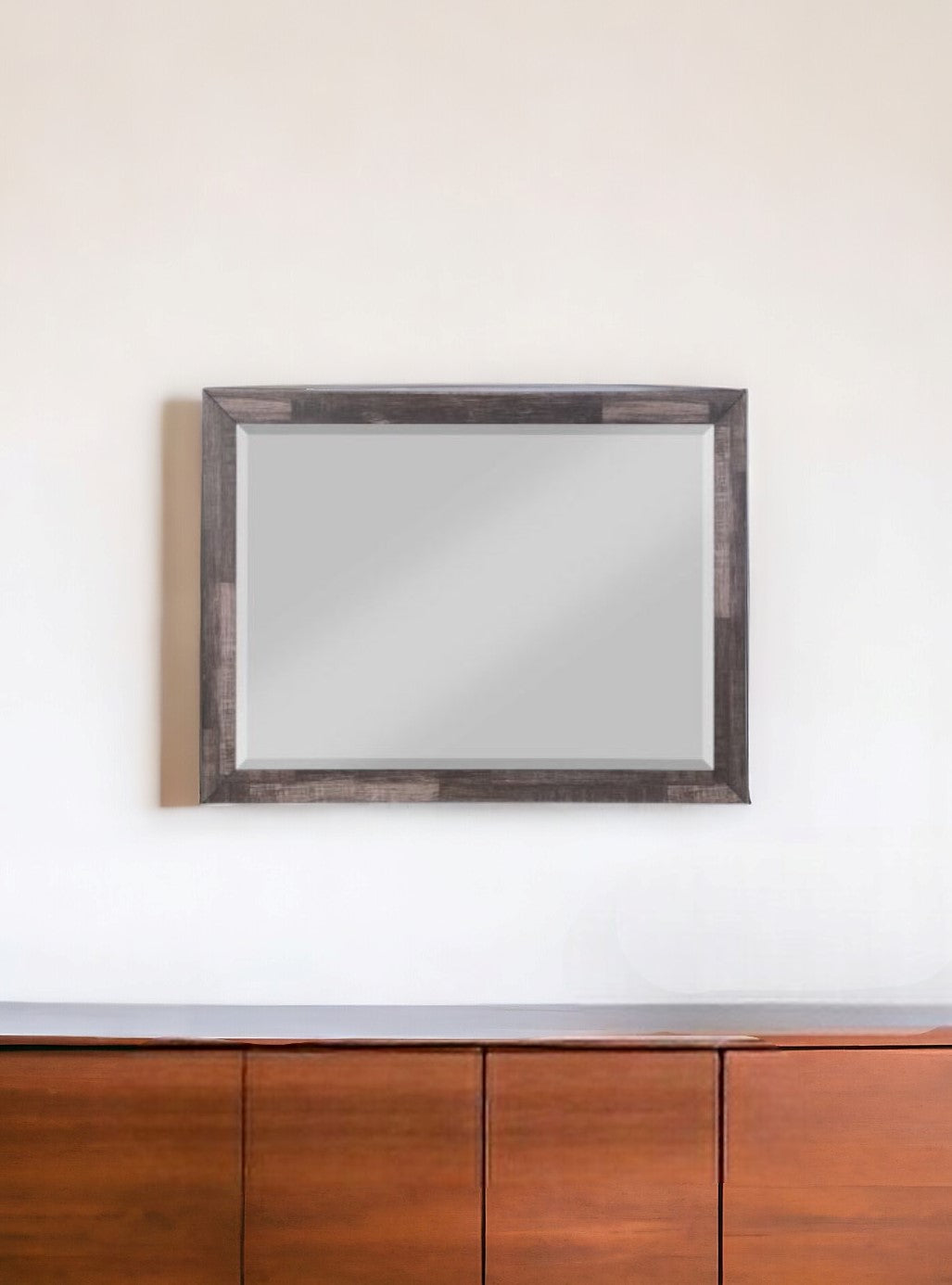 36" Dark Cherry Rectangle Dresser Mirror Mounts To Dresser With Frame